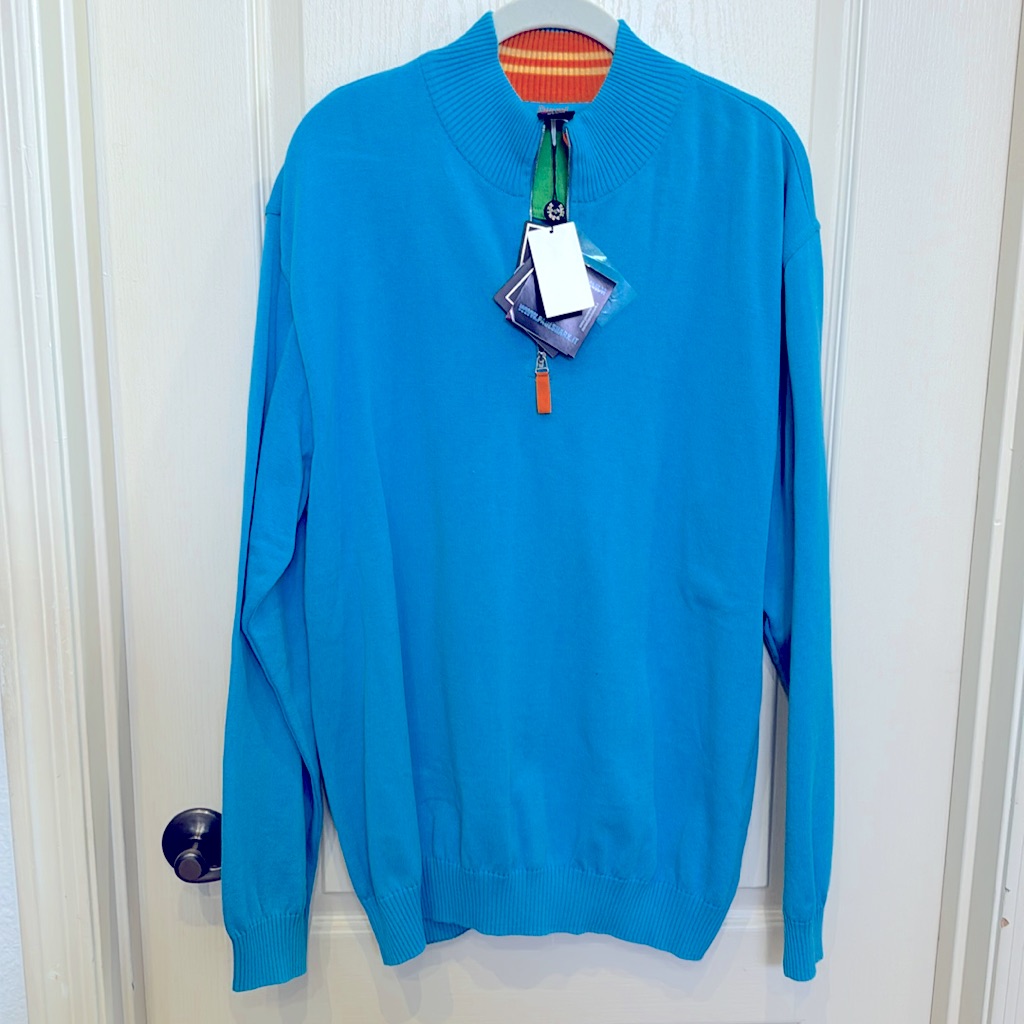 Paul & Shark Yachting Xl Mens Turquoise Half Zip Sweater Nwt